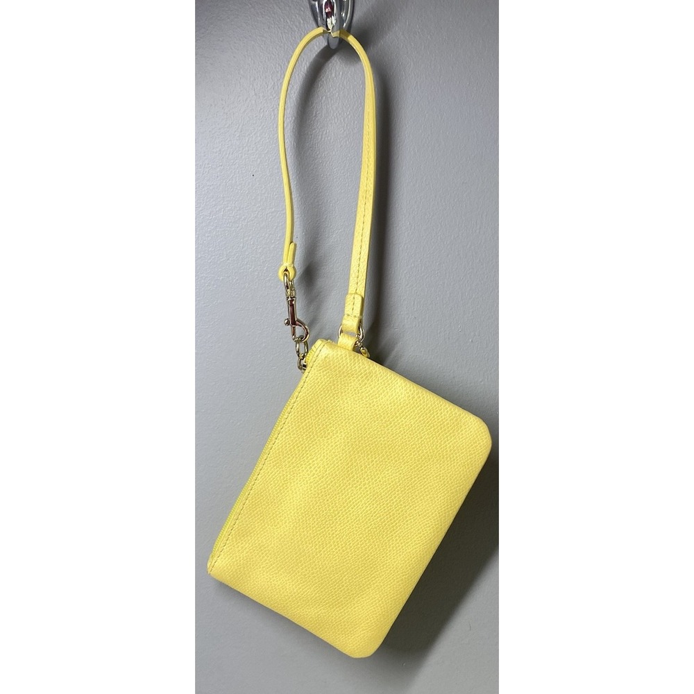Coach Womens Corner Zip Wristlet‎ in Bright Yellow Wallet Leather 4.5x6" - Picture 3 of 12